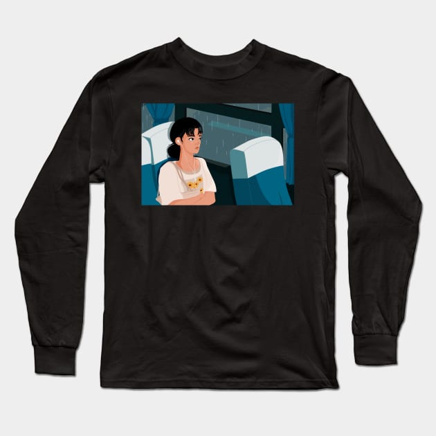 rainy day commute Long Sleeve T-Shirt by maryeaahh